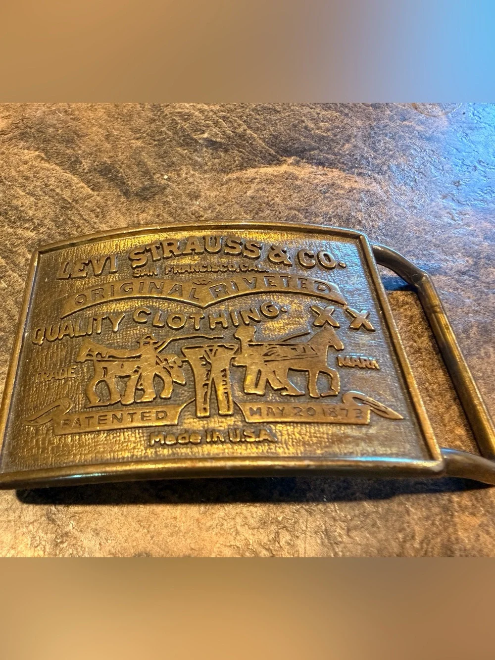 Levi Strauss & Co. Brass Belt Buckle - Gold Tone